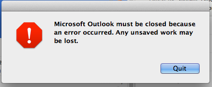 outlook 2011 for mac error log on mac